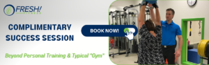 call to action banner that says: book now complementary success session, beyond personal training & typical gym